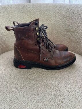 Justin Livestock Work Boots Women’s 6.5 B Brown Leather Lace Up